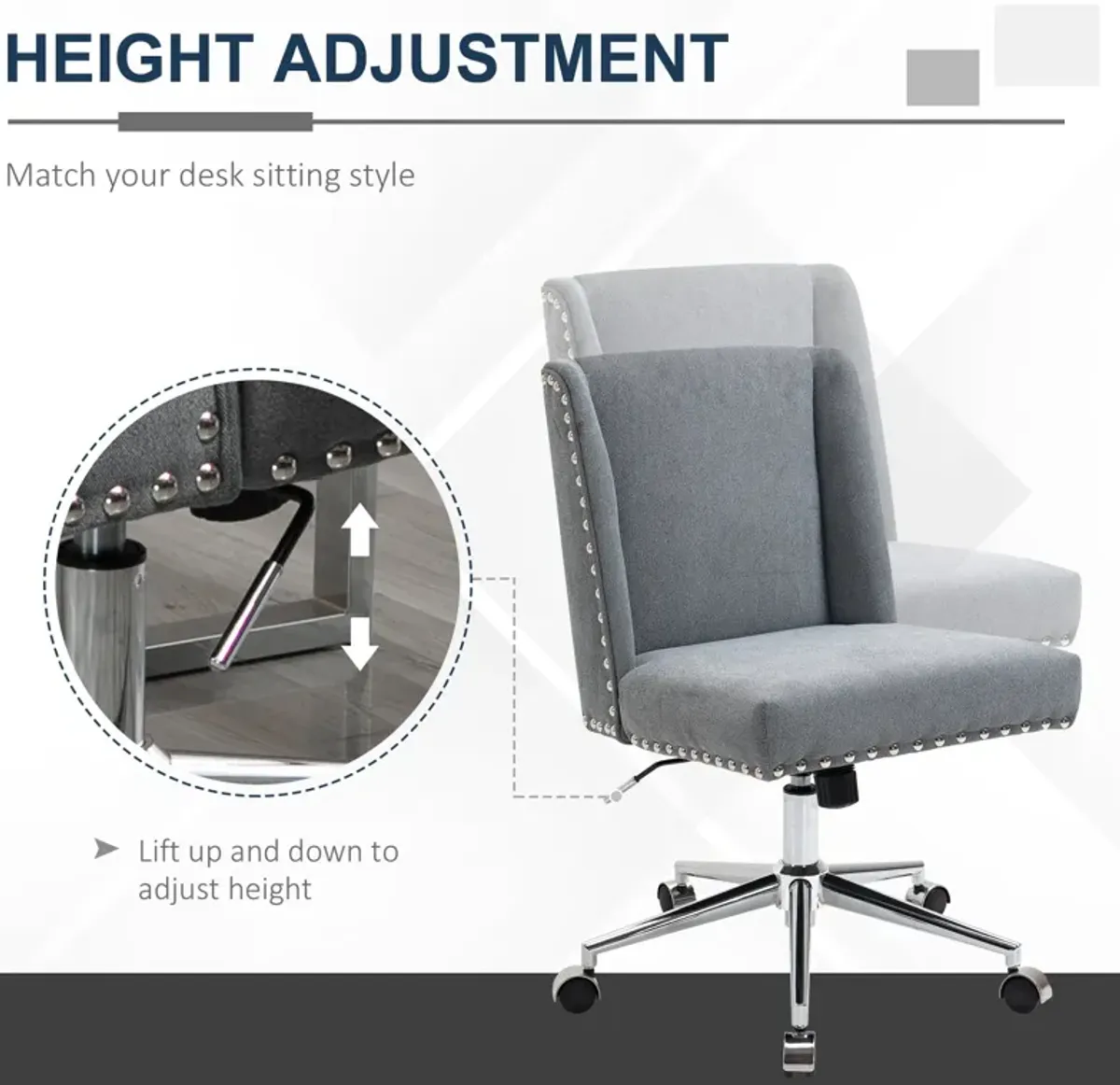 Gray Task Chair: Mid Back Office Chair with Tilt and 360° Swivel