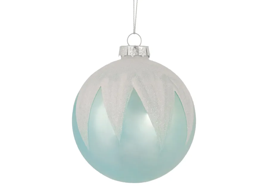 4" Blue and White Glass Ball Christmas Ornaments