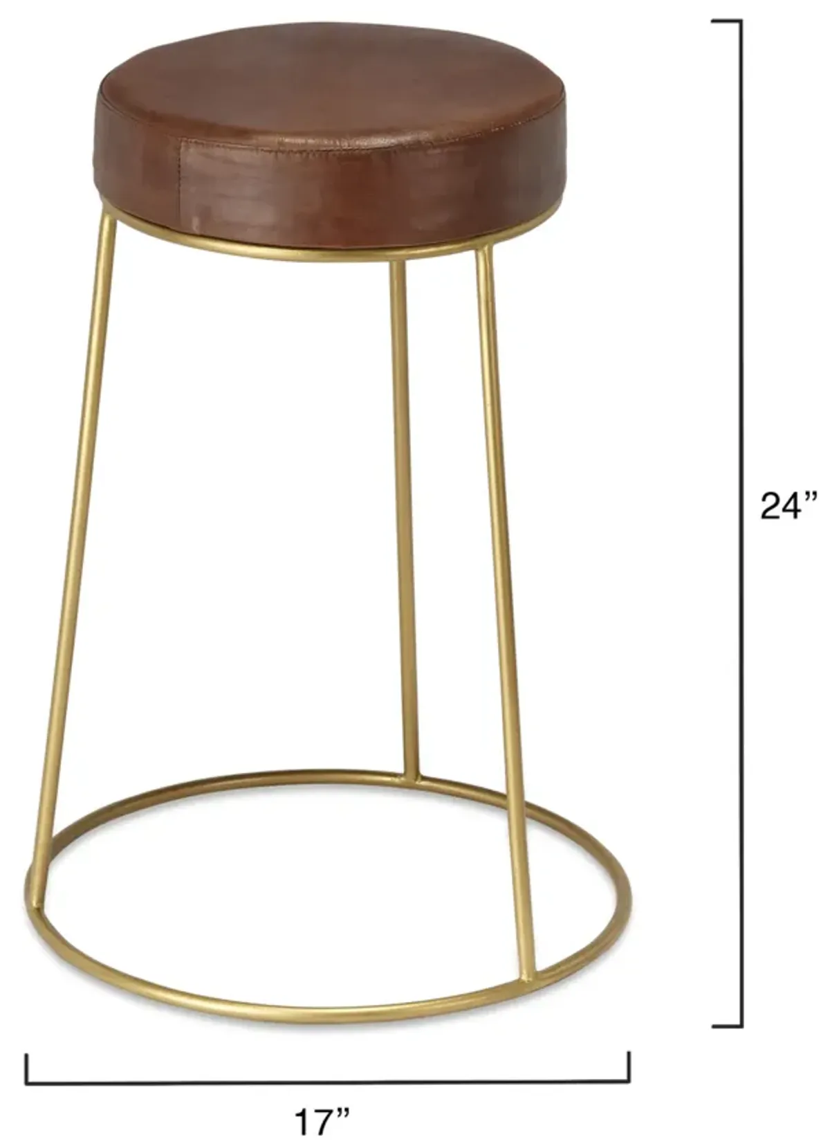 Henry Round Brown Leather Counter Stool