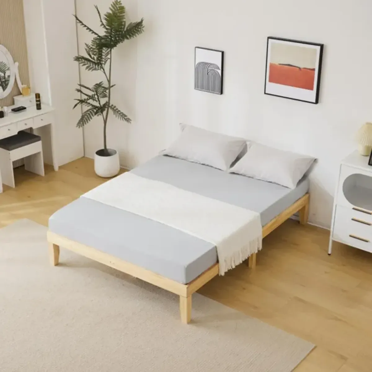 Basic Bed Frame with Sturdy Support for a Simple and Durable Bedroom Setup