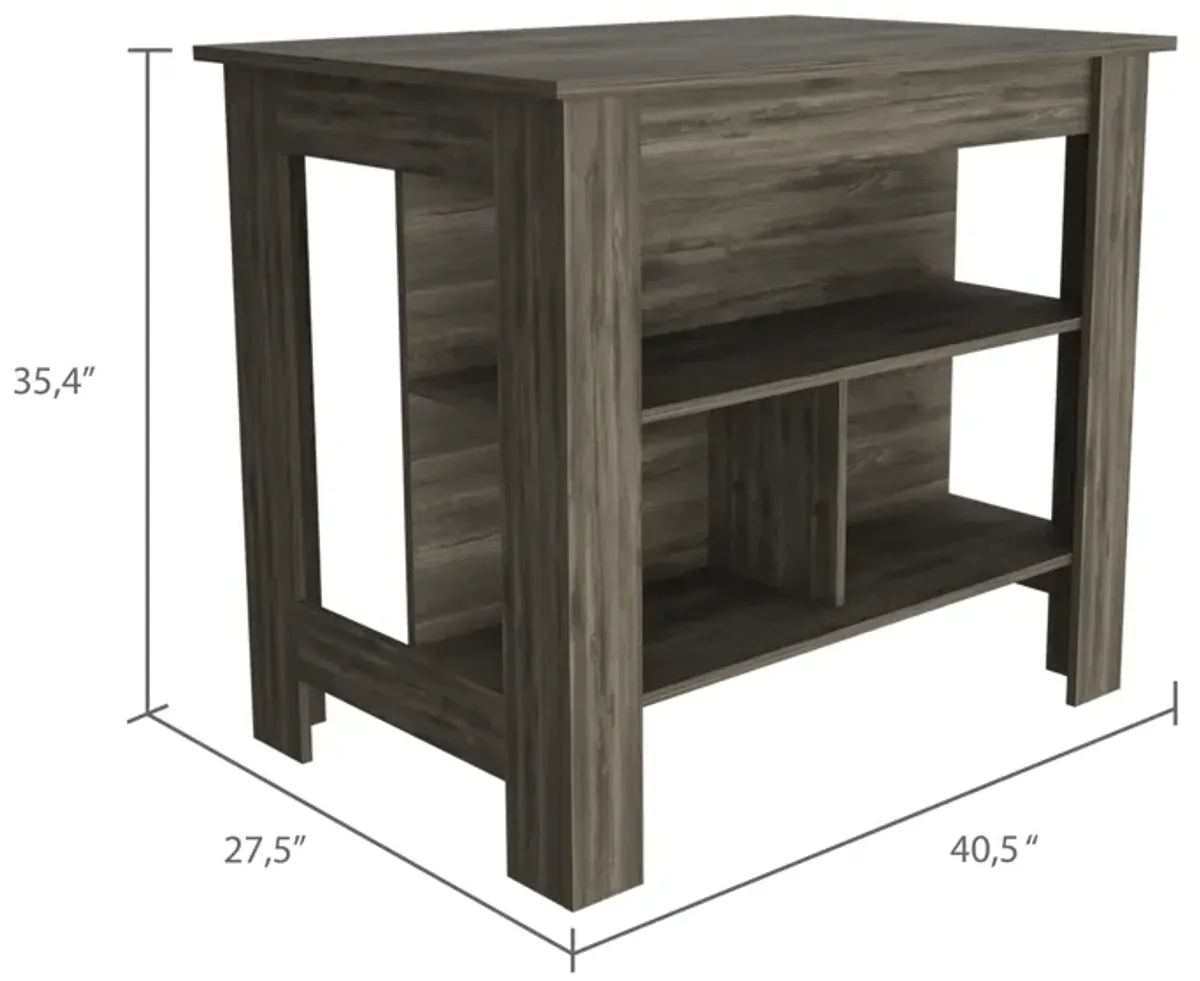 Streamdale Rockaway 3-Shelf Kitchen Island Dark Brown