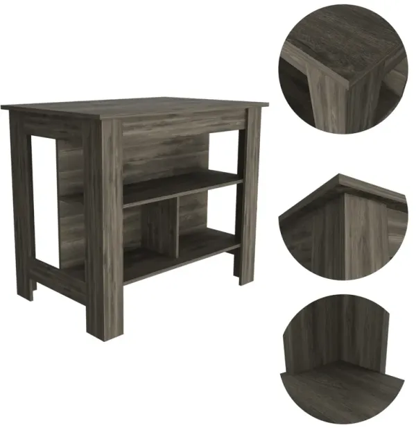 Streamdale Rockaway 3-Shelf Kitchen Island Dark Brown