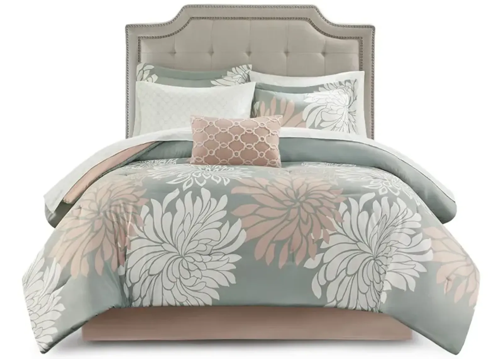 Gracie Mills Willie 9-Piece Floral Comforter Set with Cotton Sheets