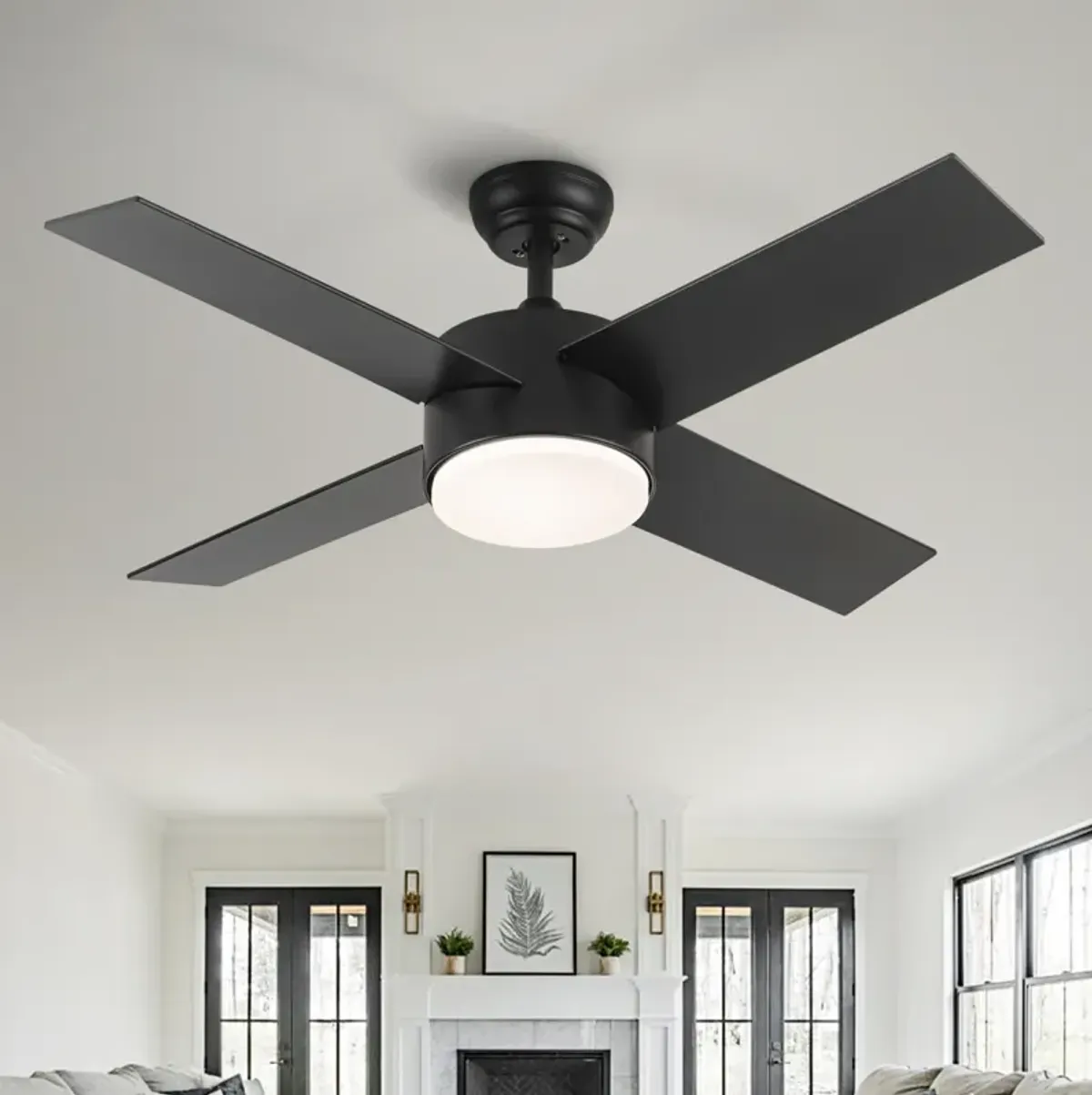 44 In Intergrated LED Ceiling Fan With Black Abs Blade