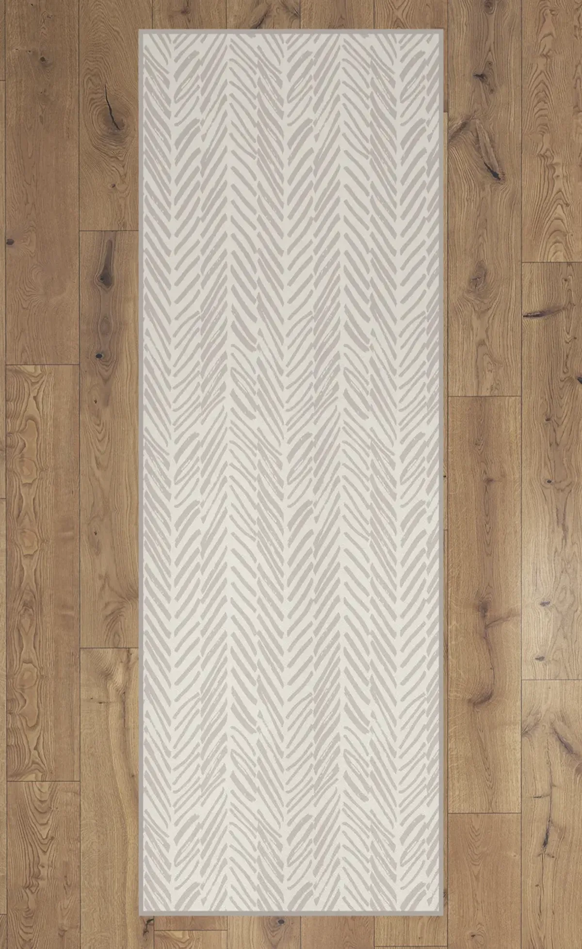 Deerlux Modern Living Room Area Rug with Nonslip Backing, Abstract Beige Chevron Strokes Pattern, 2.5 x 6.5 Ft Runner