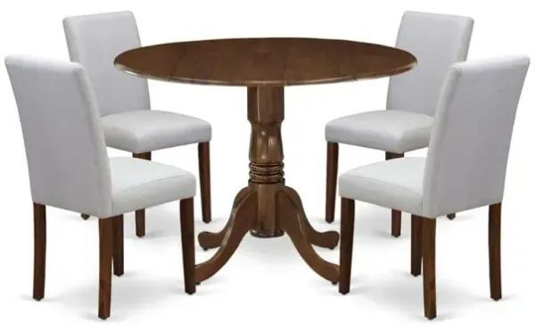 East West Furniture 5 Pc Dining Set Contains a Round Dining Table and 4 Upholstered Chairs