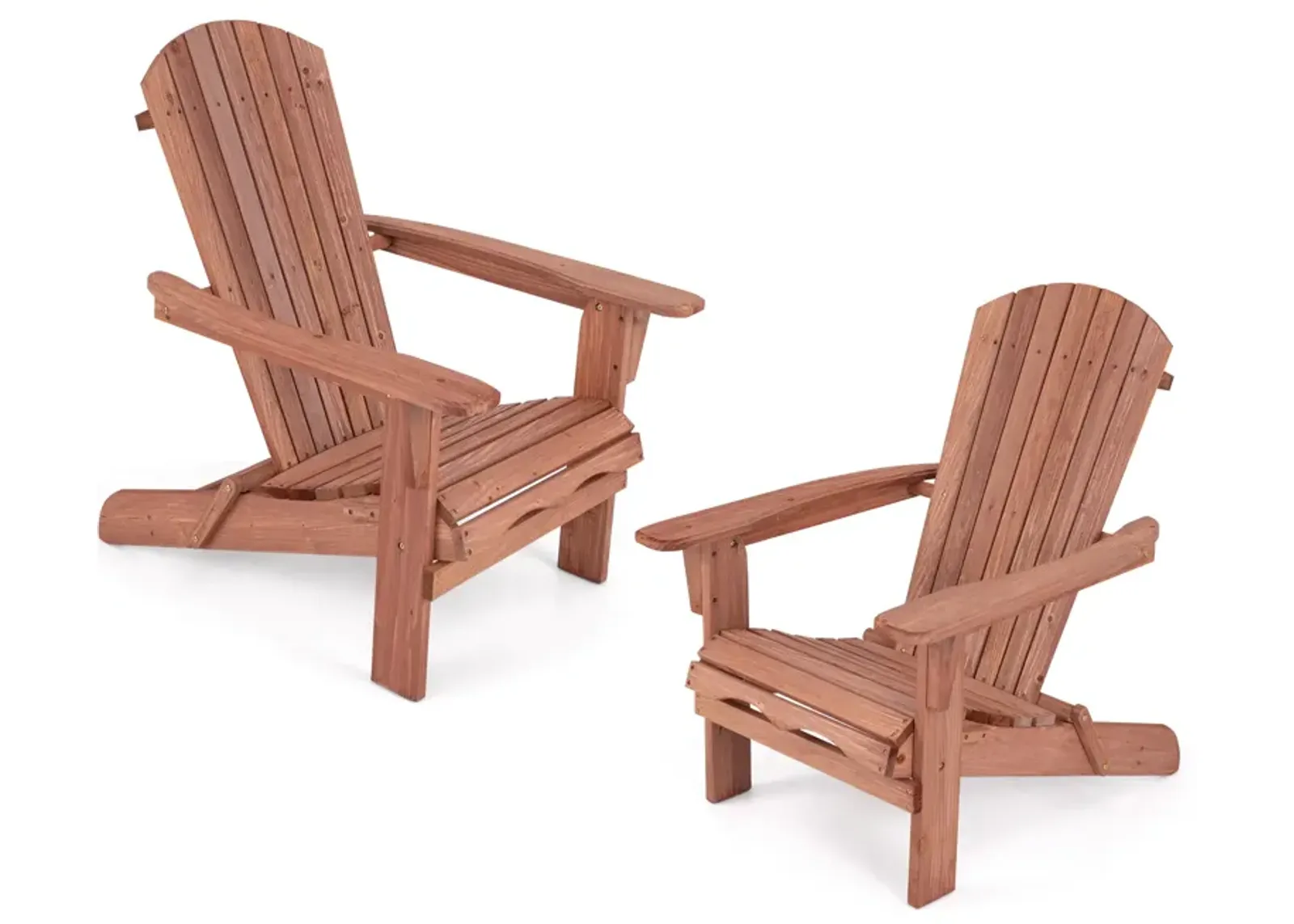 Folding Adirondack Chair Set of 2 with High Backrest and Wide Armrests-Gray