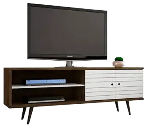 Liberty Large TV Stand in Brown and White