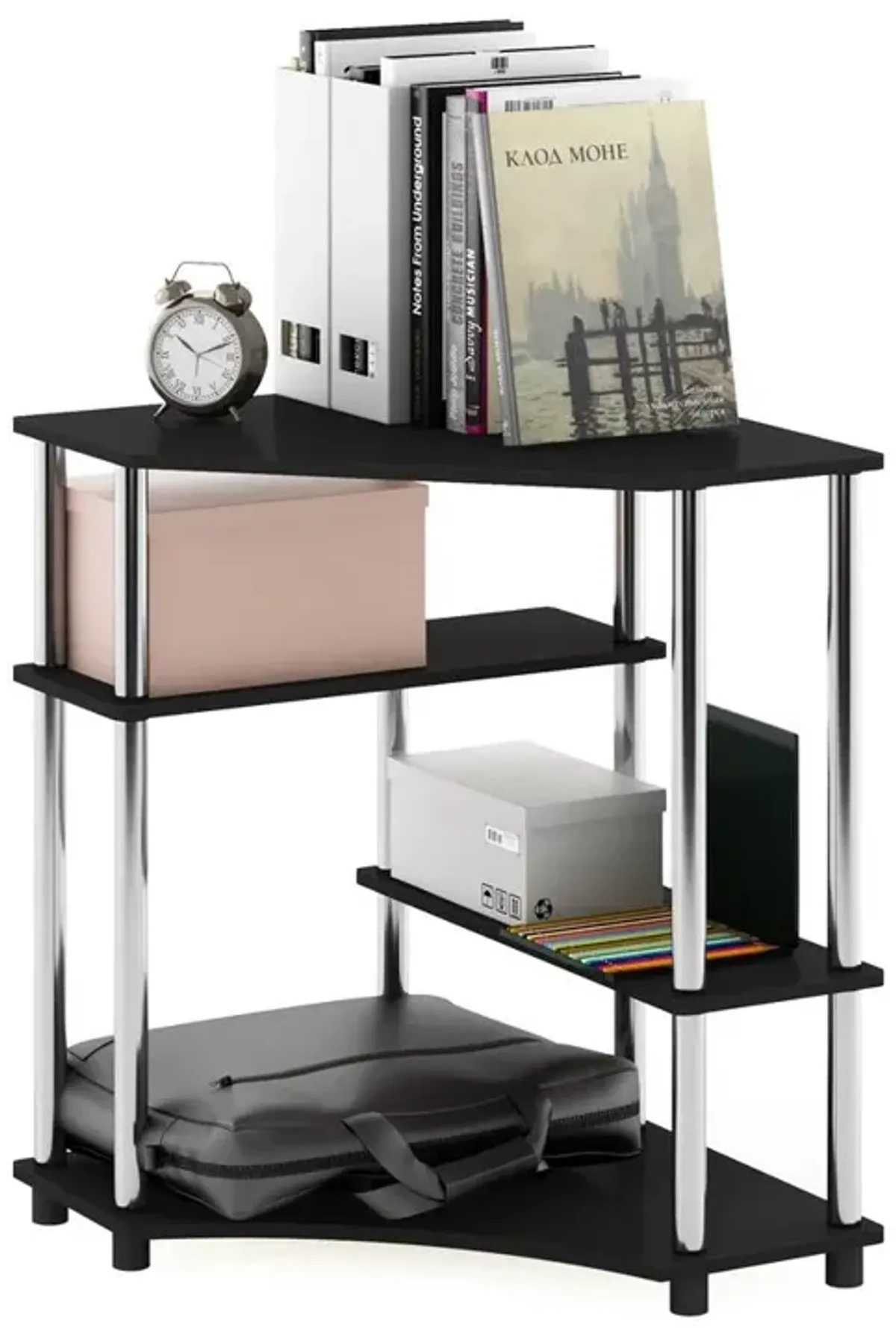 Furinno Turn-N-Tube Space Saving Corner Desk with Shelves