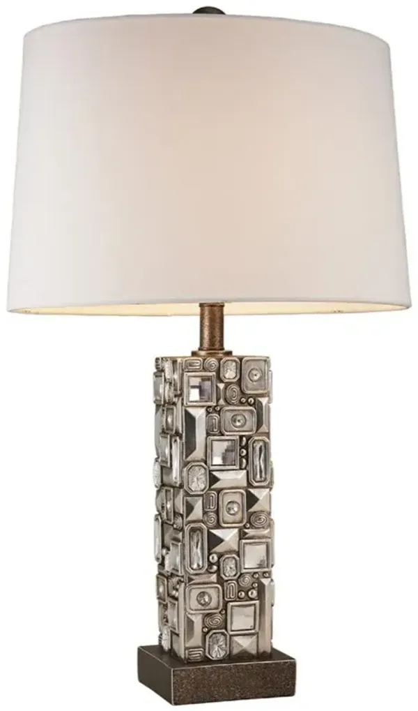 Hivvago Silver Table Lamp with Abstract Mirror Design