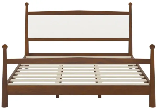 Merax Mid-Century Modern Platform Bed with Upholstered Headboard