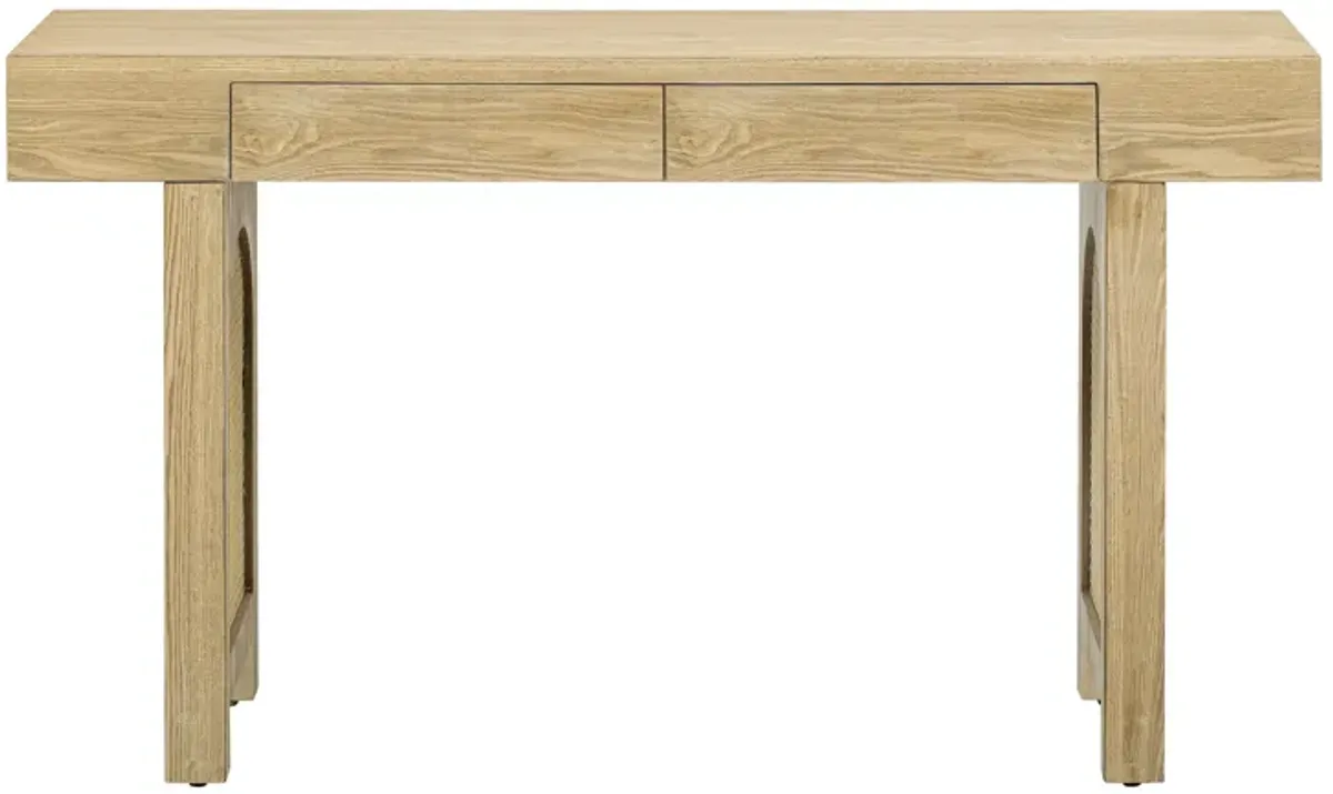 Merax Narrow Console Table with Rattan Accent