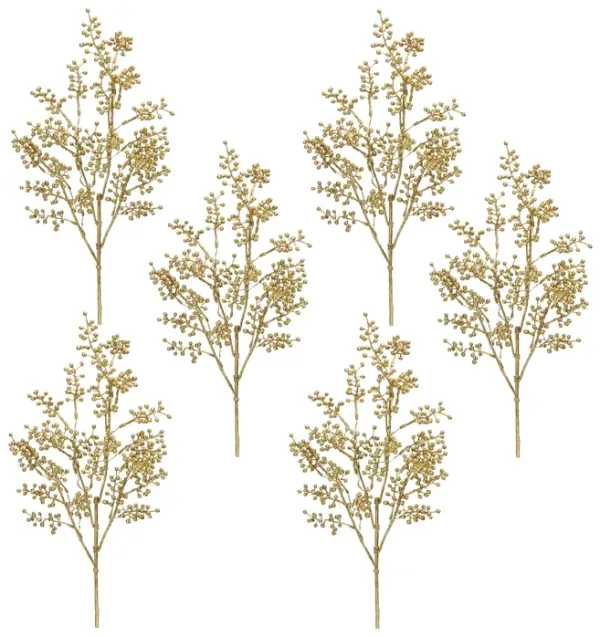 Mini Berry Artificial Flower Spray for Holiday and Seasonal Décor (Set of 6)