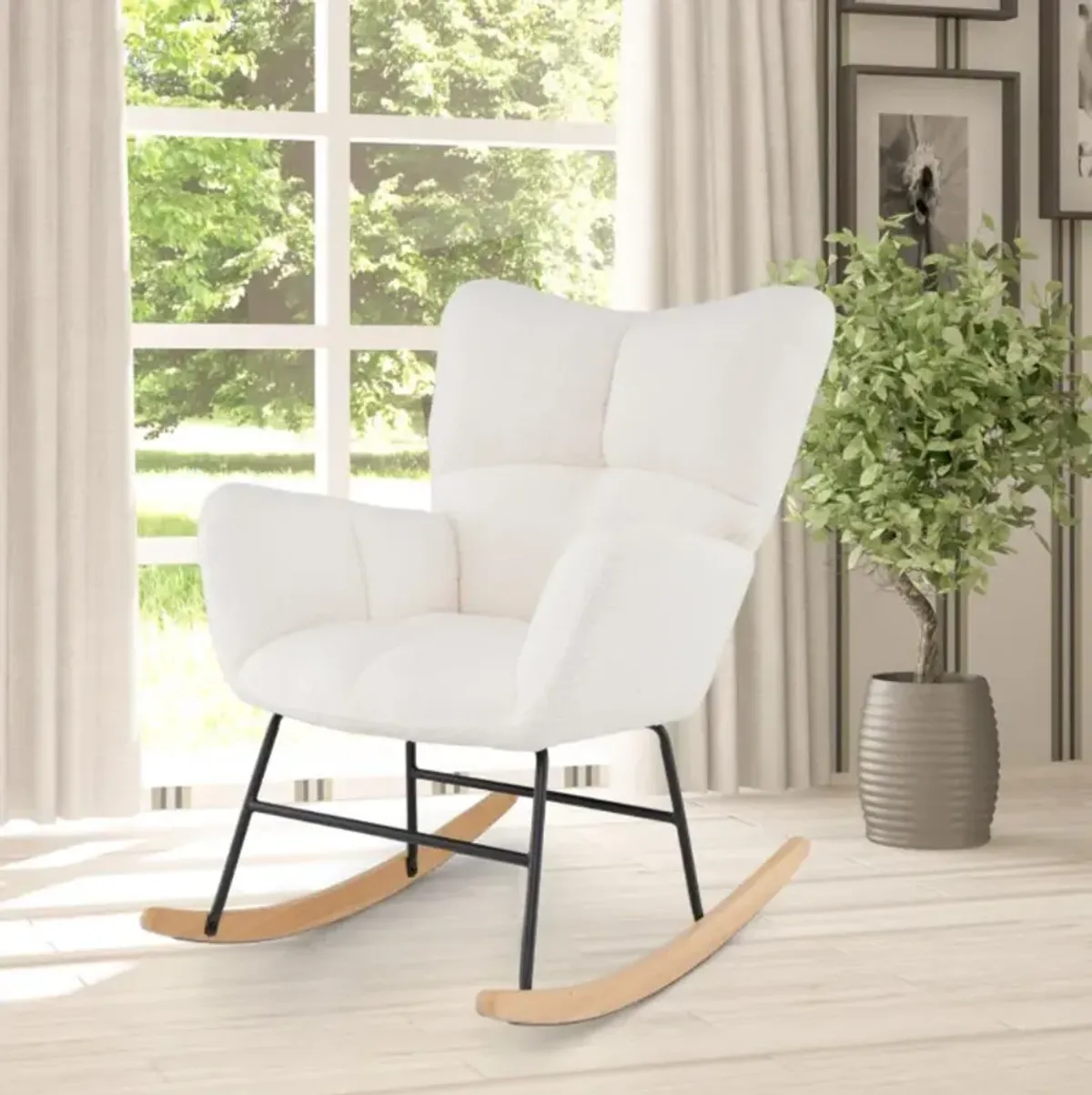 Hivvago Nursery Rocking Chair with Comfy Backrest and Armrest