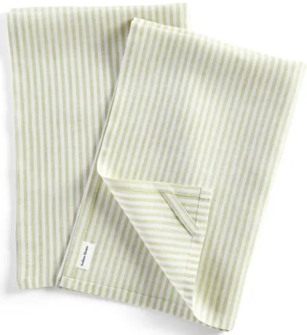 Solino Home 100% Pure Linen Kitchen Towels 17 x 26 Inch Set of 2 - Narrow Stripe