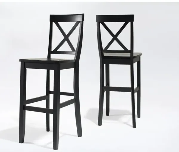 Crosley Furniture X-Back 2Pc Bar Stool Set Black - 2 Stools
