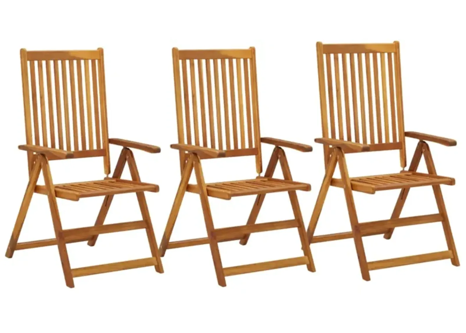 vidaXL Garden Reclining Chairs 3 pcs Solid Acacia Wood