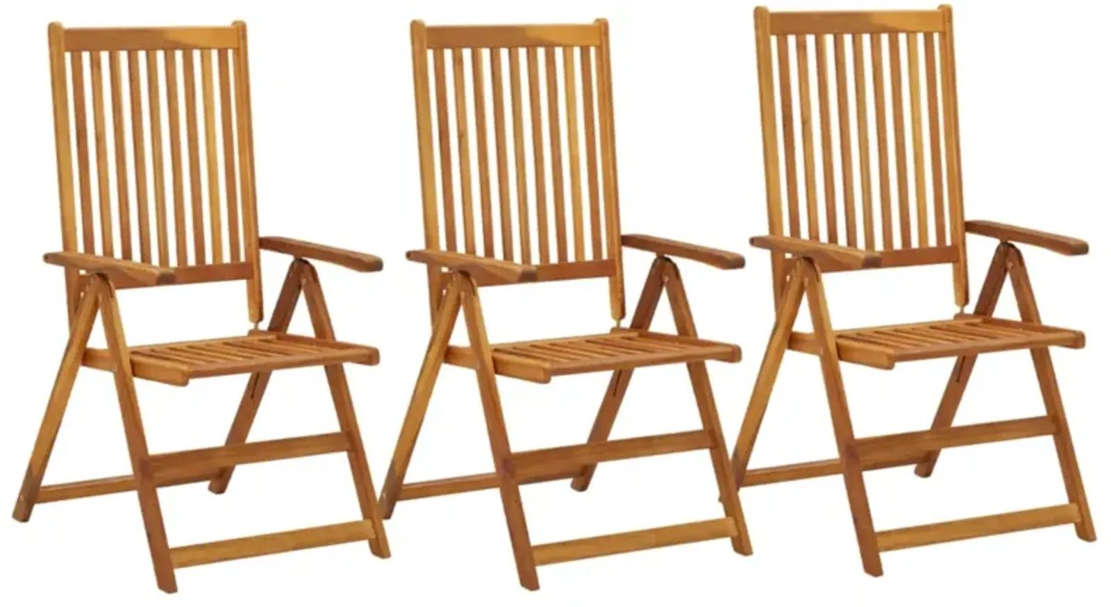 vidaXL Garden Reclining Chairs 3 pcs Solid Acacia Wood