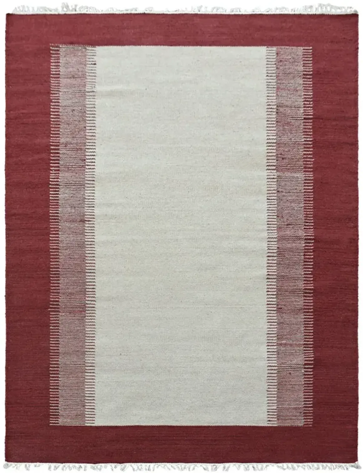 RUGSOTIC CARPETS HAND WOVEN FLAT WEAVE KILIM WOOL ECO-FRIENDLY AREA RUGS  - 10'x13', Rectangle Shape, Cream Wine Color, Contemporary Modern Design, Low Pile Handmade Rugs for Living Room (D00123)