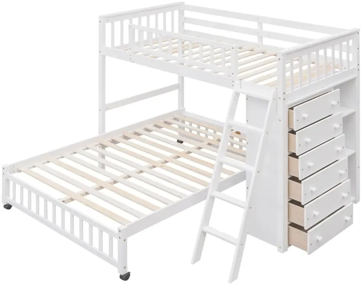 Merax Wooden Bunk Bed with 6 Drawers