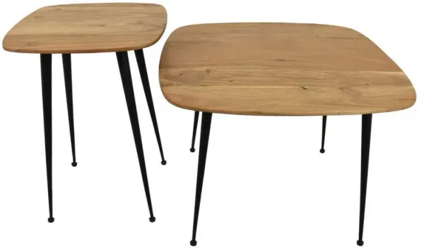 Xoy 22 Inch Plant Stand Tables Set of 2, Rectangular, Round Edges, Brown - Benzara