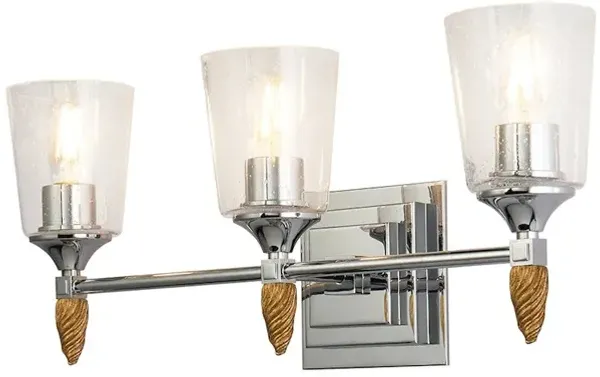 Lucas McKearn Vetiver 3 Light Vanity Light in Polished Chrome with Gold Accent