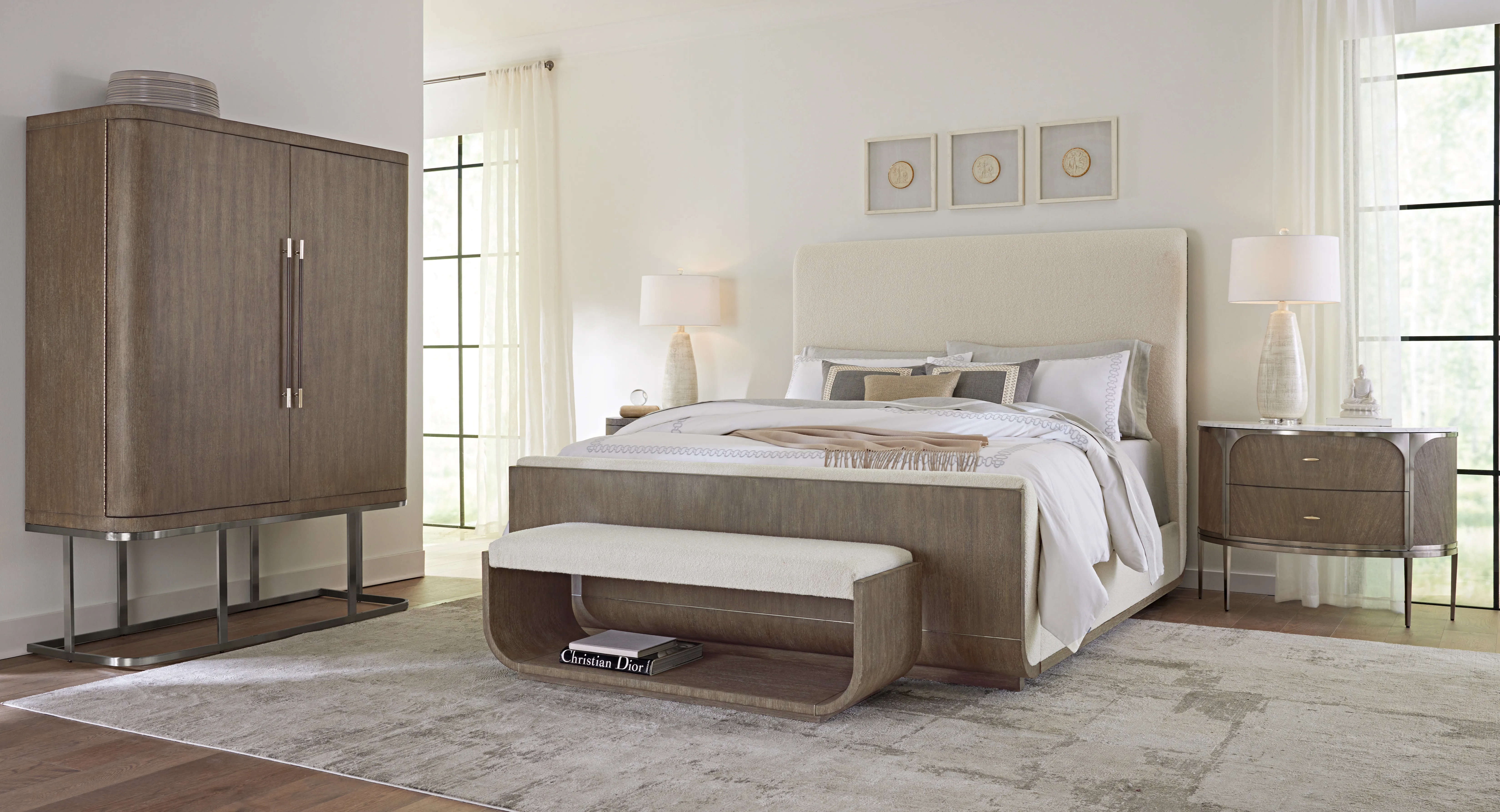 Modern Mood King Brown Upholstered Panel Bed