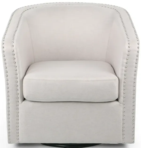 Streamdale Contemporary Upholstered Swivel Club Chair with Nailhead Trim