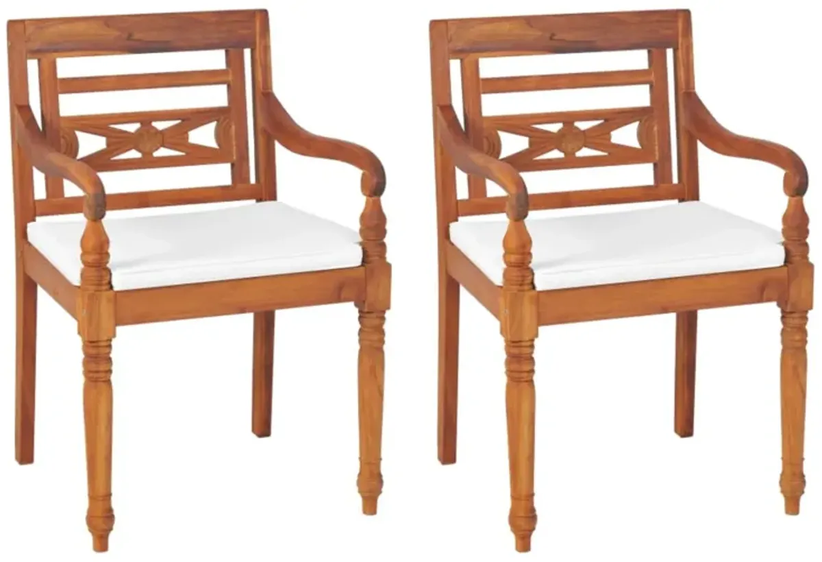 vidaXL Batavia Chairs 2 pcs with Cushions Solid Teak Wood