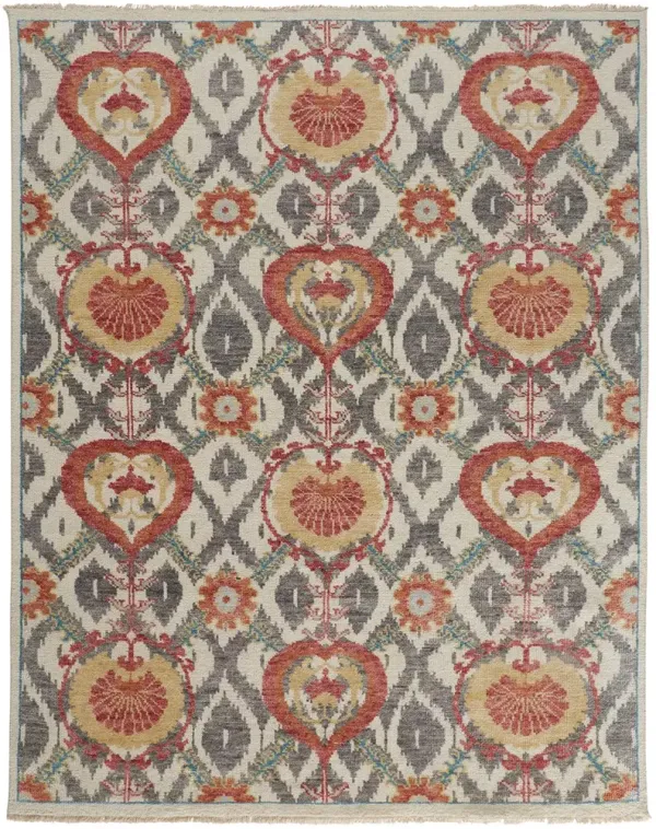 Beall 6712F Orange/Gray 5'6" x 8'6" Rug