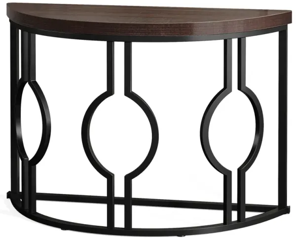 Half Moon Console Table for Entryway, 43 Inch Industrial Semi Circle Sofa Table with Geometric Base, Wood Accent Table for Living Room, Hallway, Foyer, Entrance
