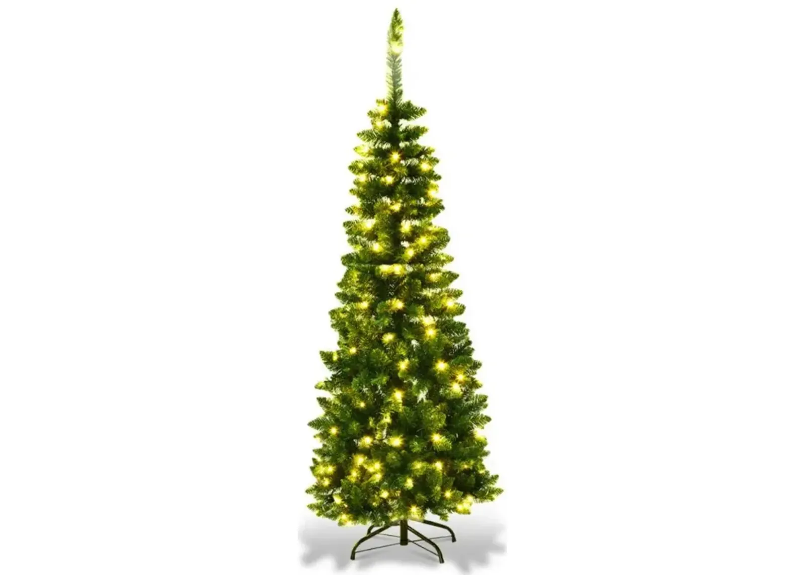 Pre-Lit Hinged Artificial Pencil Christmas Tree