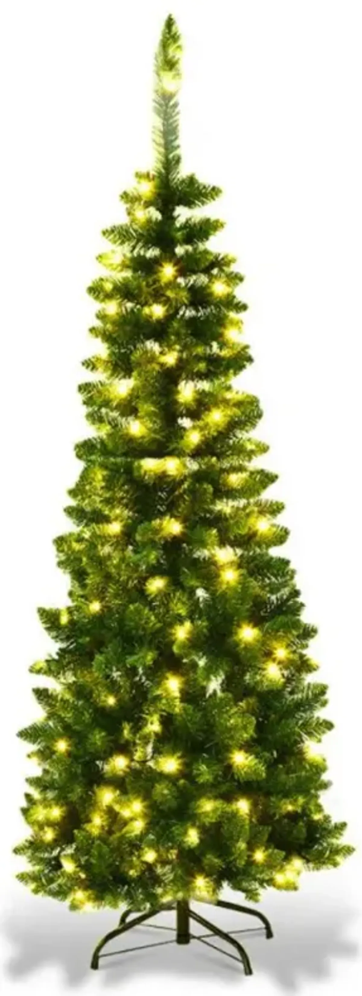 Pre-Lit Hinged Artificial Pencil Christmas Tree