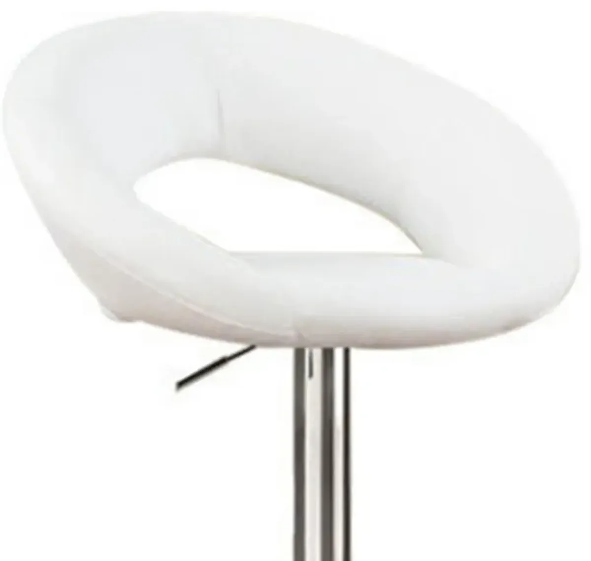 Metal Base Bar Stool With Faux Leather Seat White & Silver Set of 2-Benzara