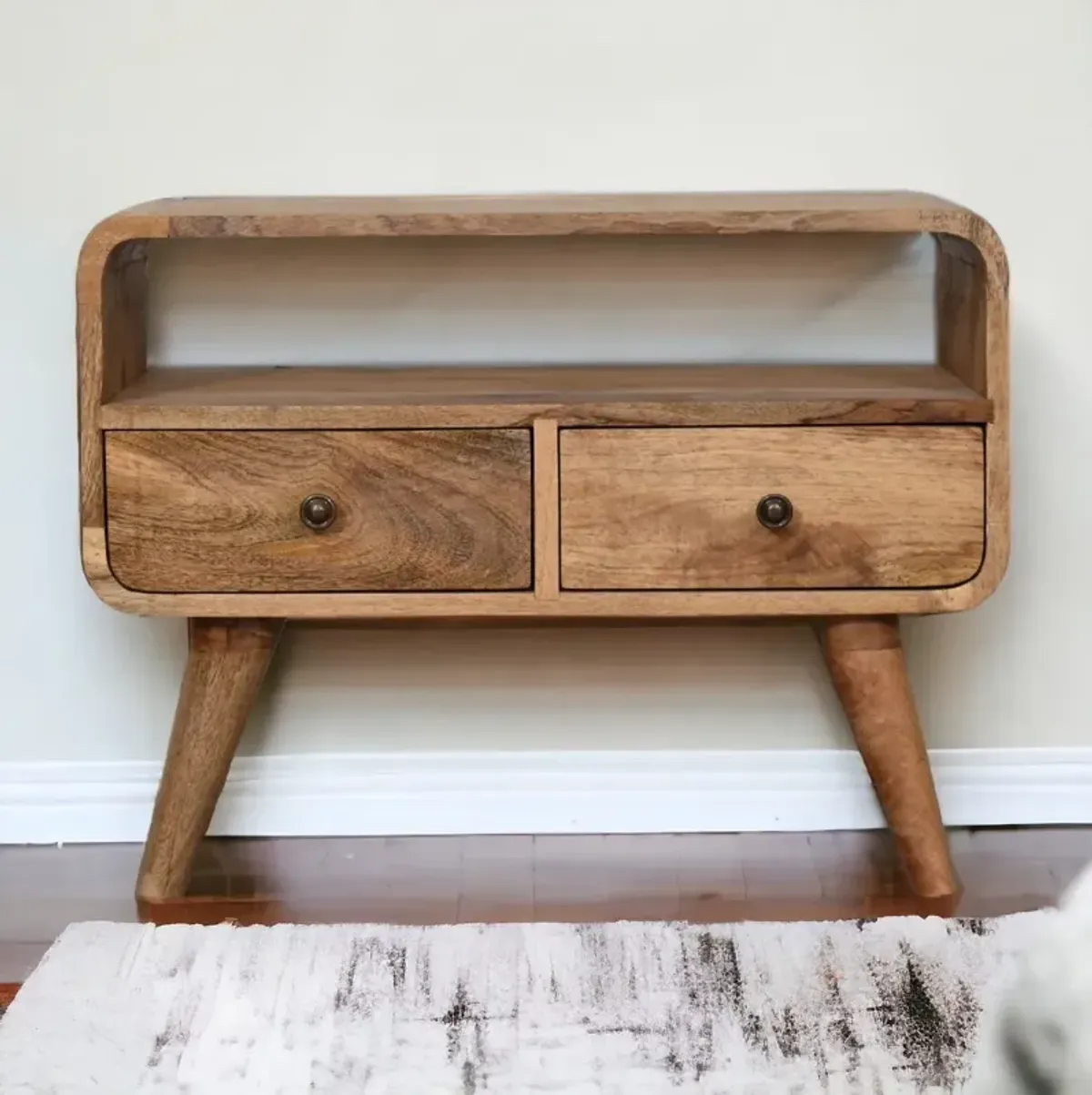 Mini Curved Oak-ish Media Unit