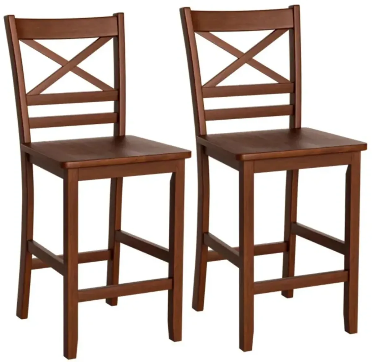 Hivvago Set of 2 Bar Stools 25 Inch Counter Height Chairs with Rubber Wood Legs