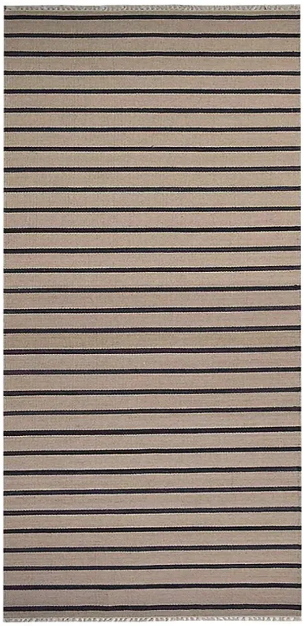 RUGSOTIC CARPETS HAND WOVEN FLAT WEAVE KILIM WOOL ECO-FRIENDLY AREA RUGS  - 3'x13', Runner Shape, Cream Charcoal Color, Contemporary Modern Design, Low Pile Handmade Rugs for Living Room (D00118)