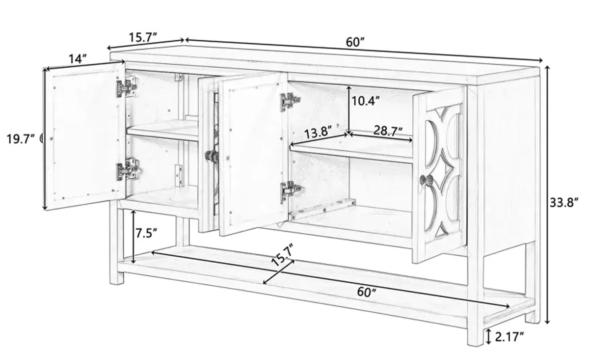 Merax Retro Storage Cabinet Sideboard with Mirrored Doors