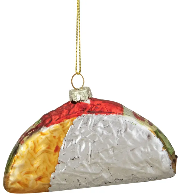 4" Silver and Gold Taco Glass Christmas Ornament