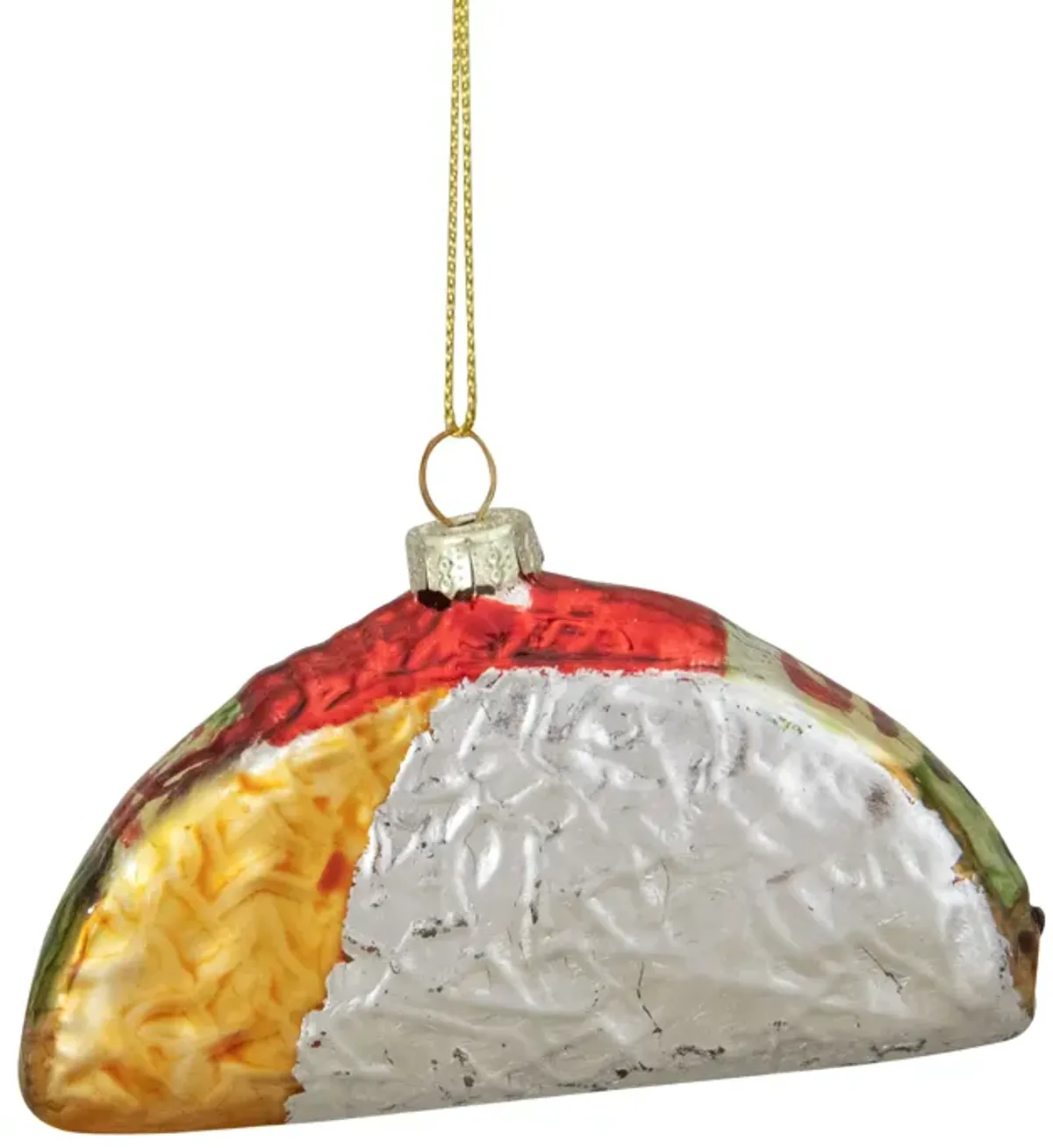 4" Silver and Gold Taco Glass Christmas Ornament