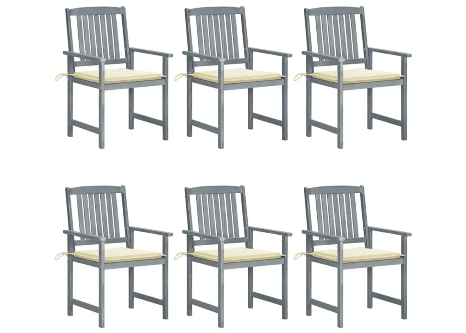 vidaXL Patio Chairs with Cushions 6 pcs Solid Acacia Wood Gray