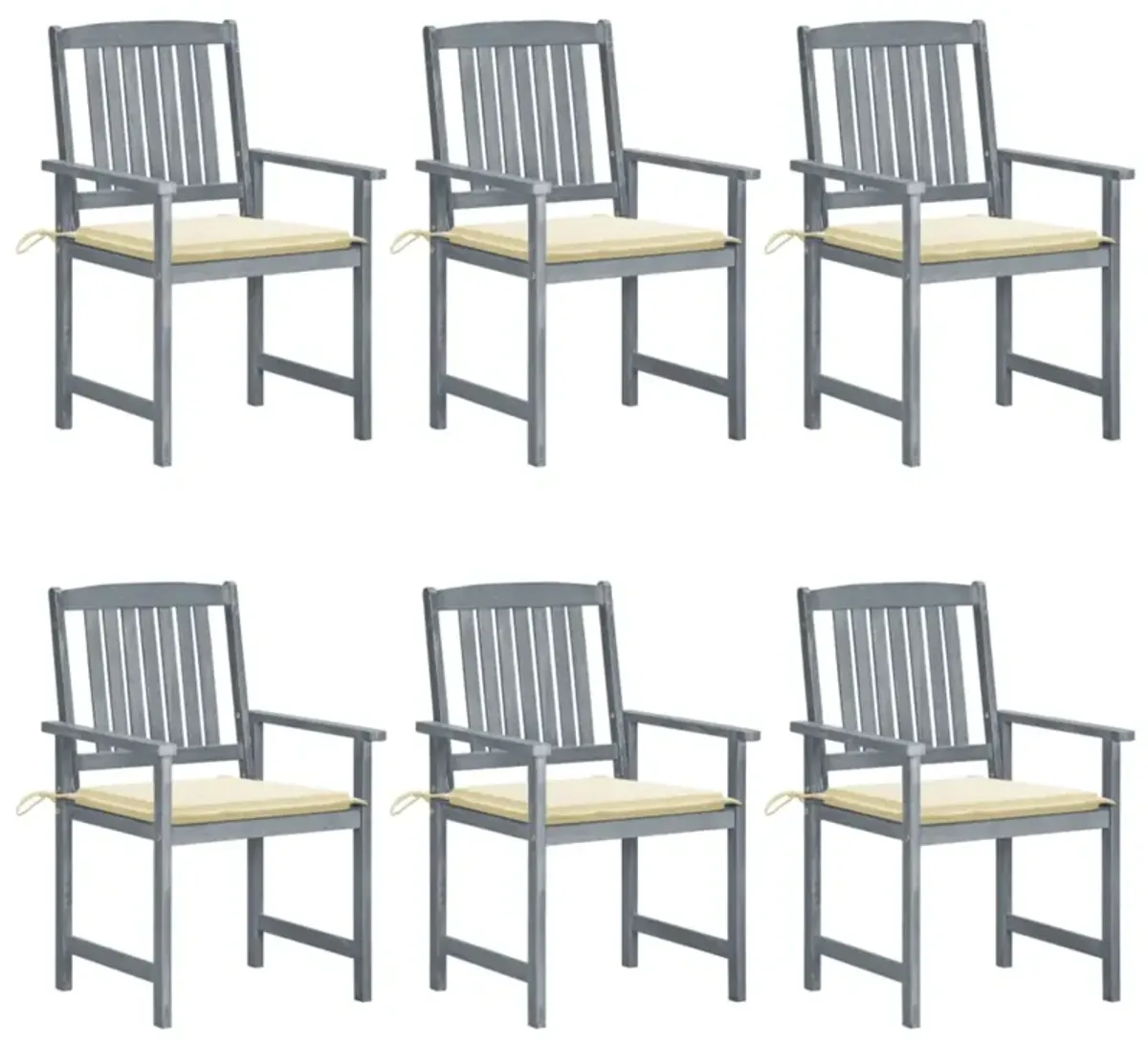 vidaXL Patio Chairs with Cushions 6 pcs Solid Acacia Wood Gray