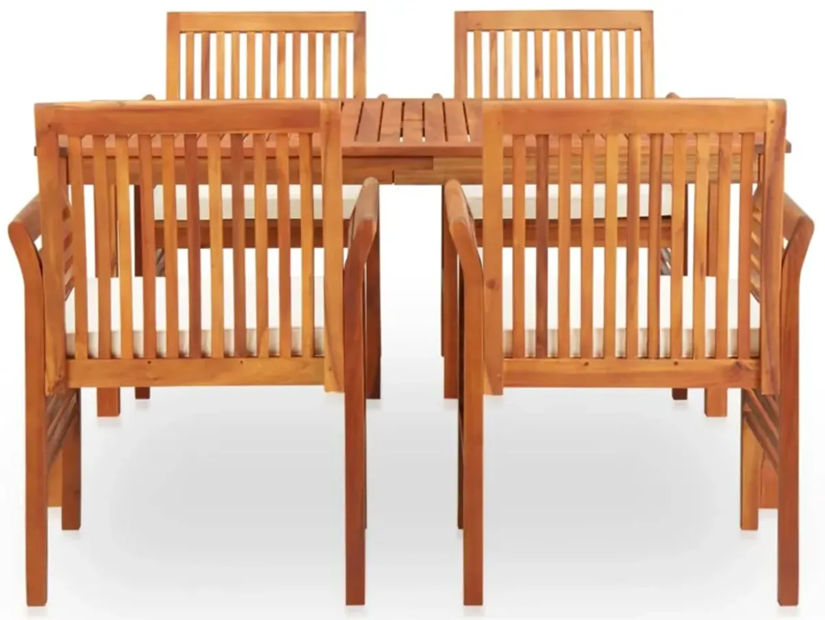 vidaXL 5 Piece Outdoor Dining Set with Cushions Solid Acacia Wood