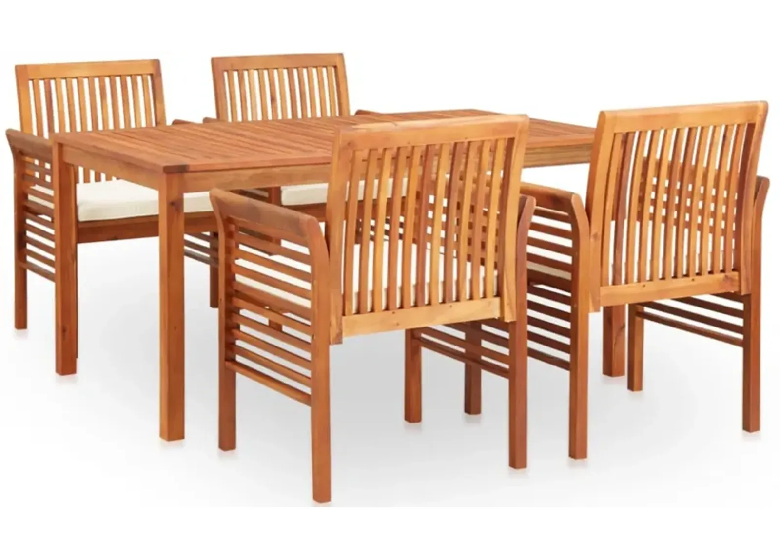 vidaXL 5 Piece Outdoor Dining Set with Cushions Solid Acacia Wood