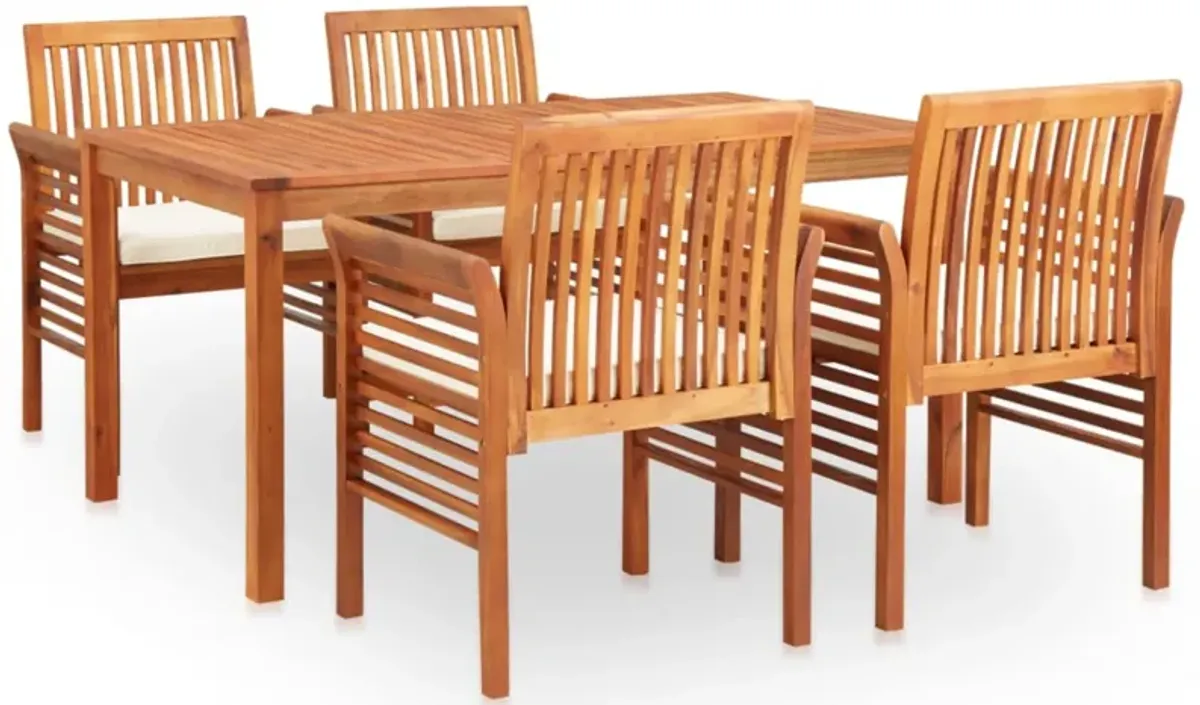 vidaXL 5 Piece Outdoor Dining Set with Cushions Solid Acacia Wood