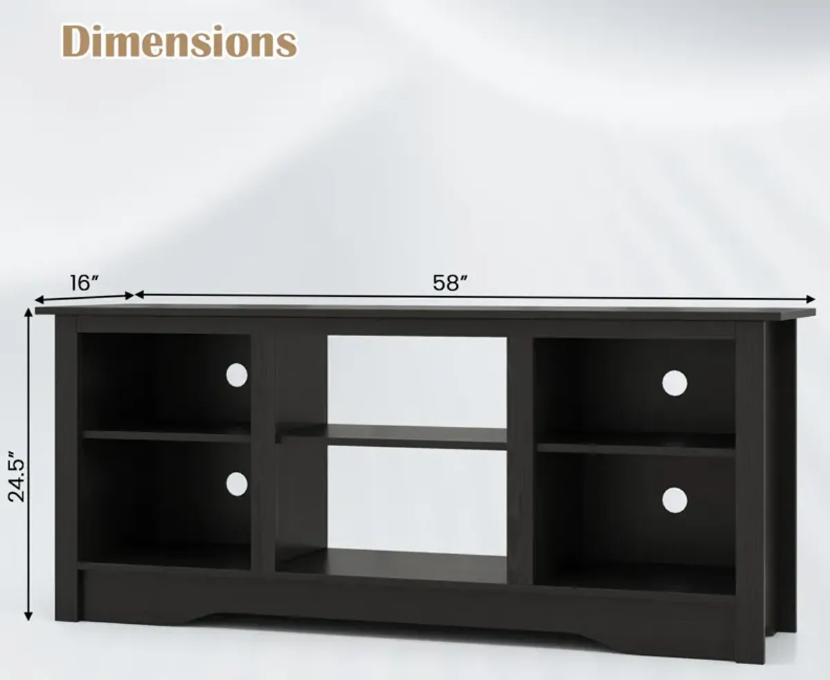 TV Stand for up to 65 Inch Flat Screen TVs with Adjustable Shelves for 18 Inch Electric Fireplace