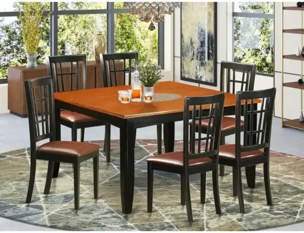7 PC Dining room set-Dining Table and 6 Wooden Dining Chairs