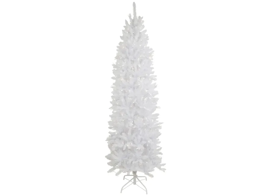 9' Pre-Lit Rapids White Pine Pencil Artificial Christmas Tree  Clear Lights