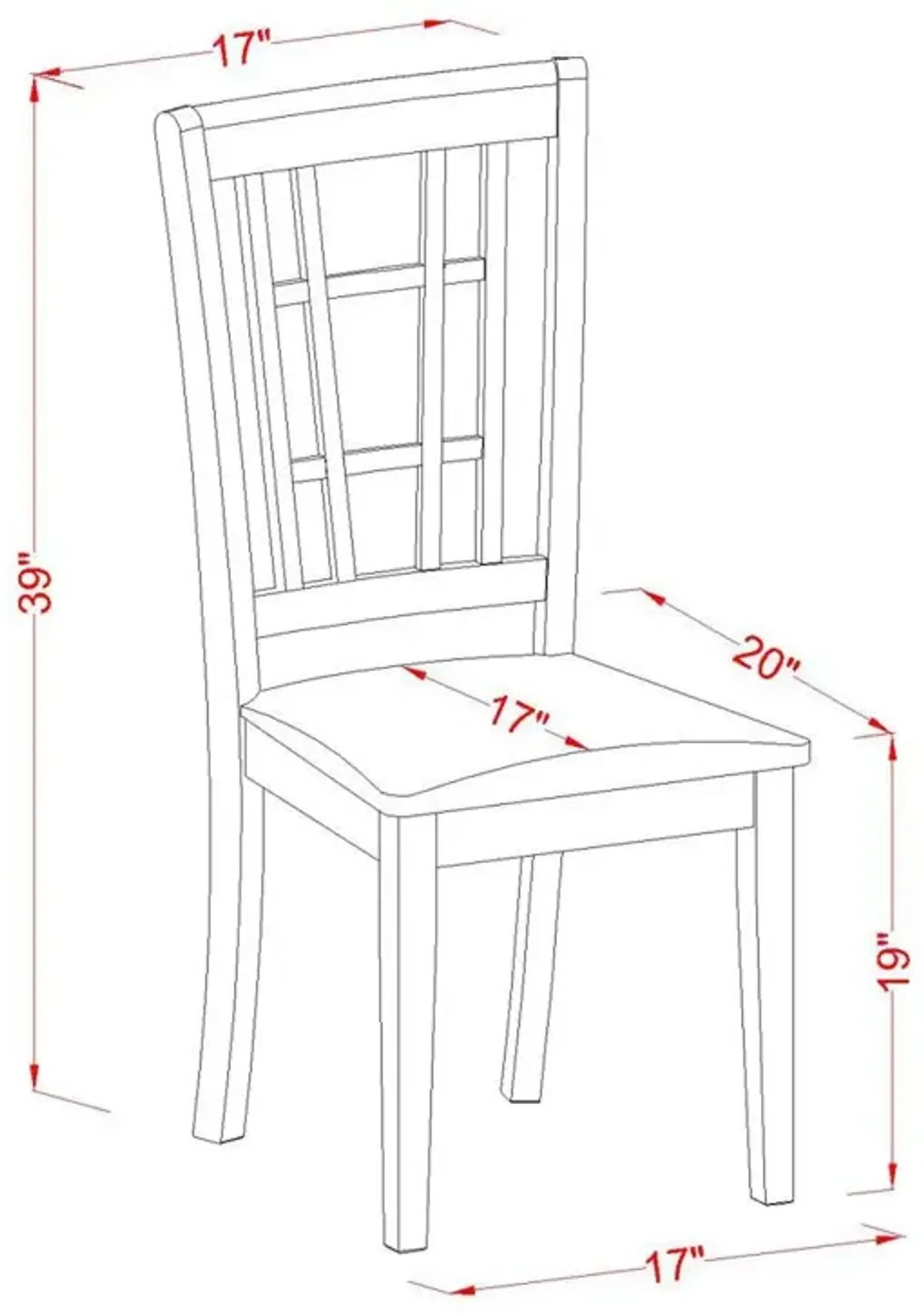 East West Furniture Nicoli  Dining  Chair  with  Faux  Leather    Upholstered  Seat  ,  Set  of  2