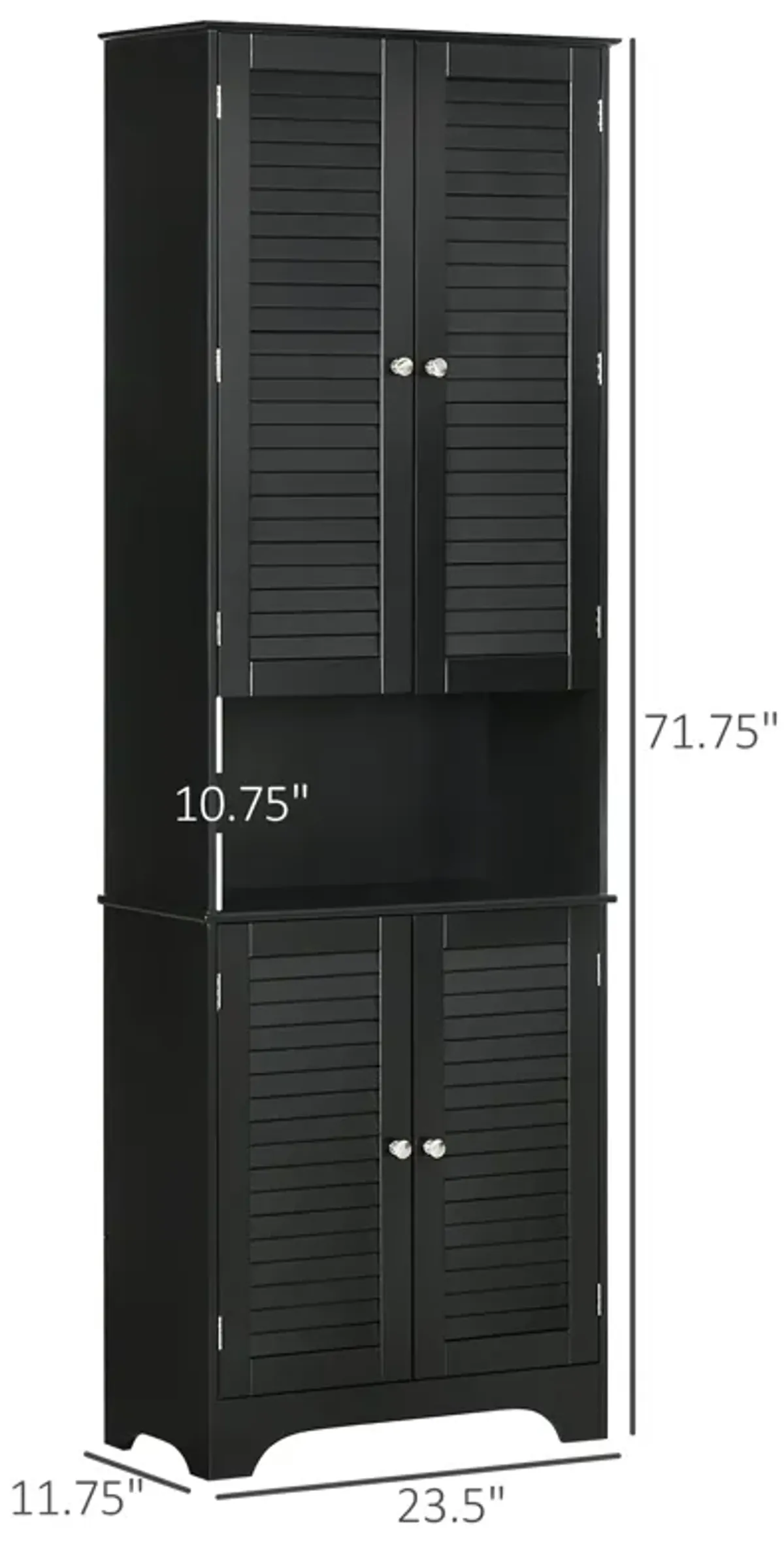 Black Bathroom Storage: Tall Linen Tower Cabinet with Doors & Shelf